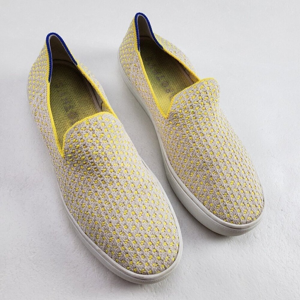 Rothys Retired Slip On Sneaker Womens 9 Yellow Honeycomb Yellow Casual Knit Shoe - Picture 1 of 11